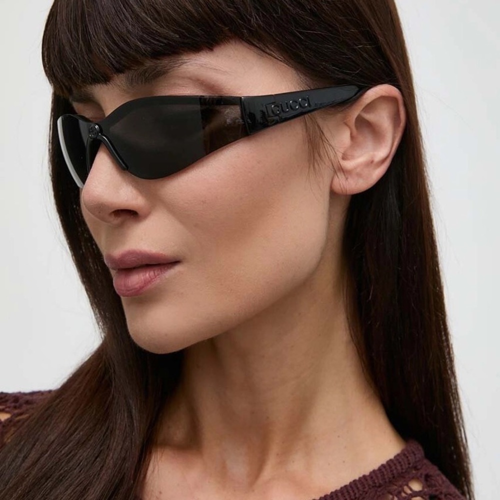 NEW GUCCI GG1651S 001 MASK HALF RIM BLACK WOMEN SUNGLASSES GUCCI
